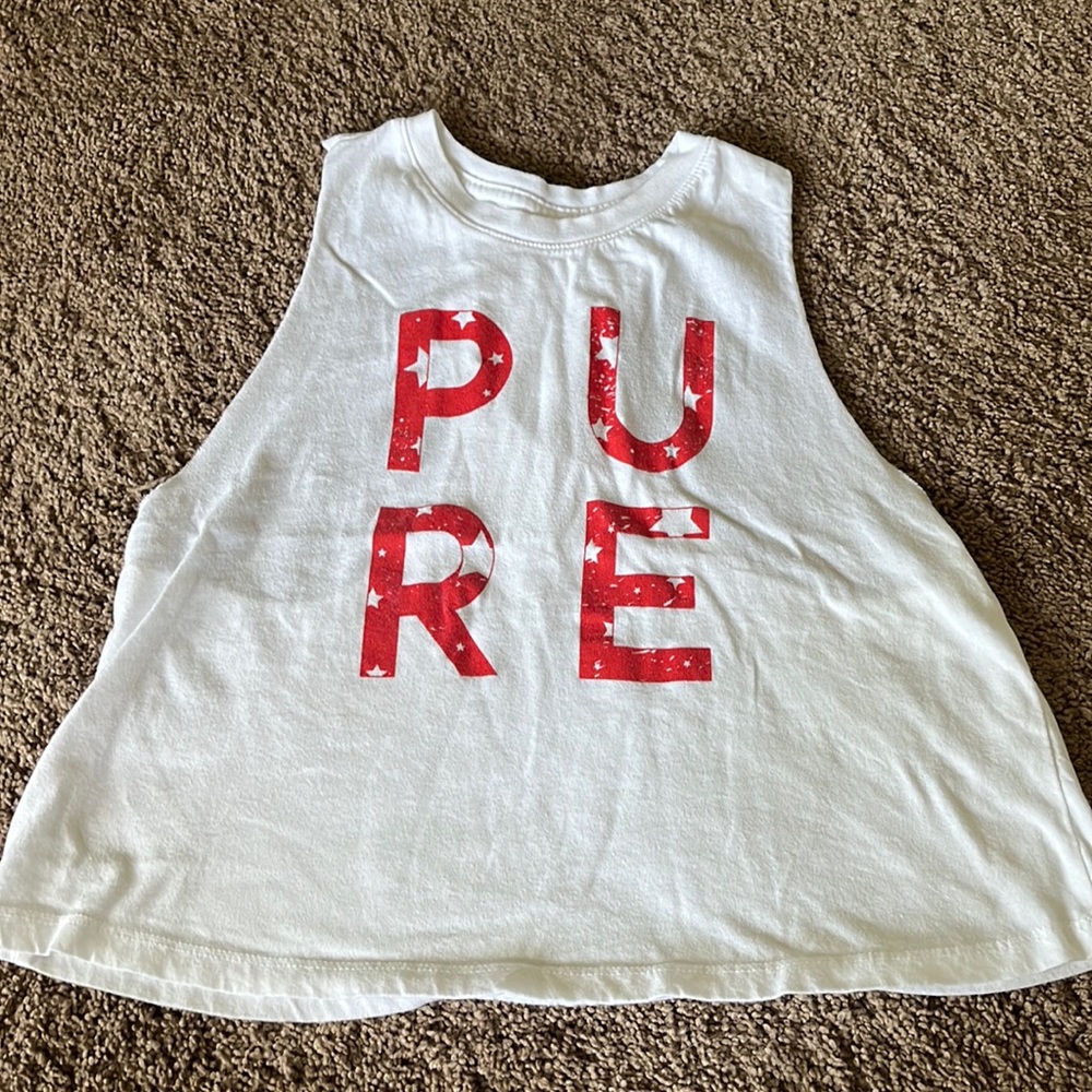 Pure Barre White Tank Top with Red Lettering